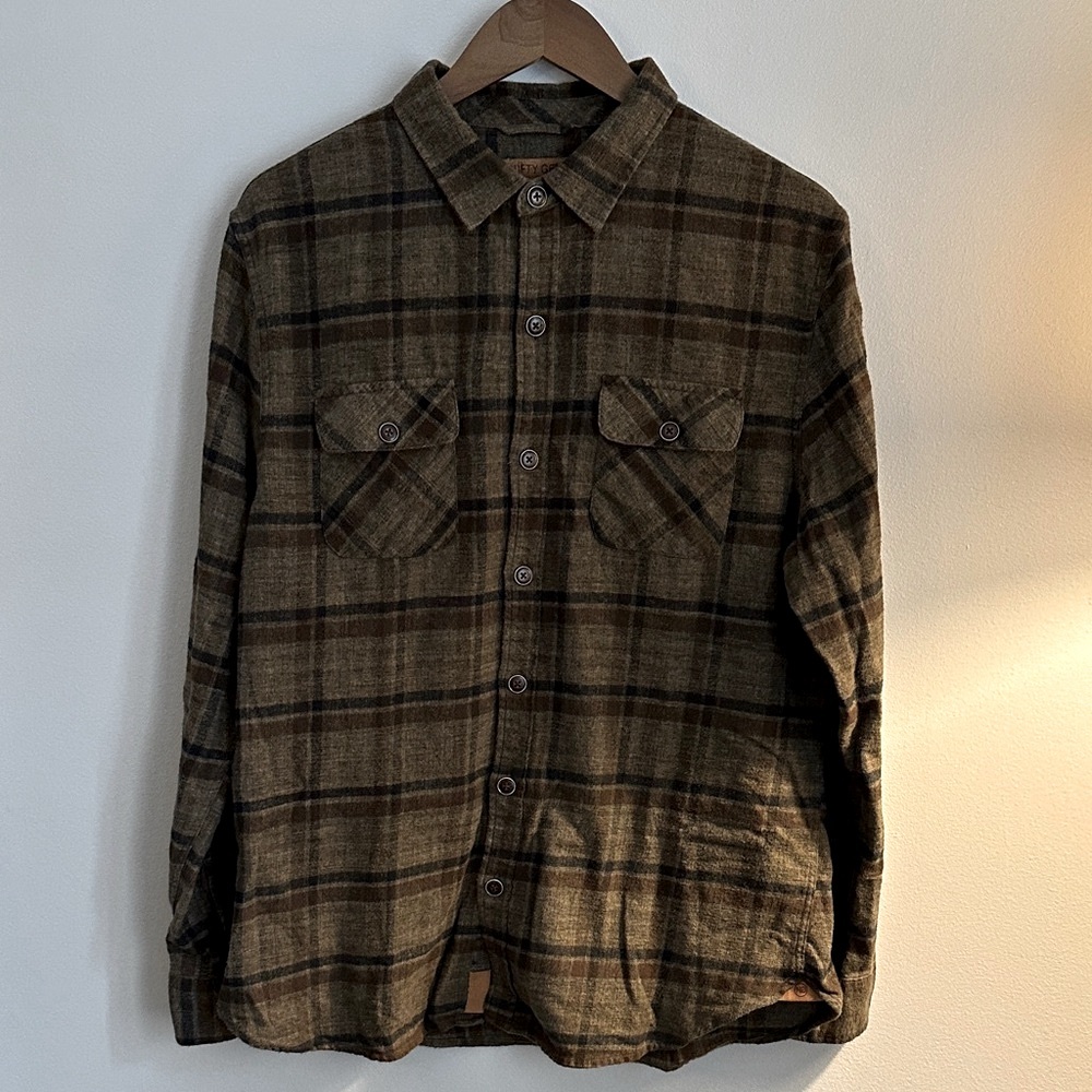 Nifty Genius Truman Plaid Shirt Green Brown Men’s Large